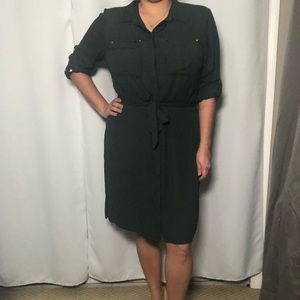 Green button up dress
